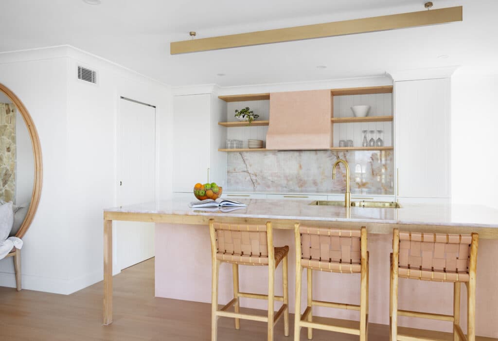 pink accents in the kitchen