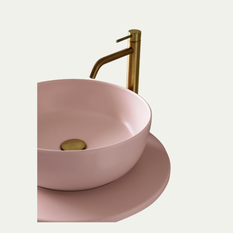 Cross Collection pink ceramic basin by Scarabeo at Paco Jaanson