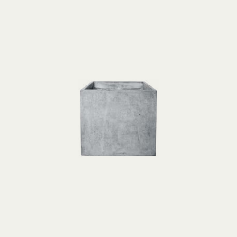 Cubo square polished concrete planter in dark grey.